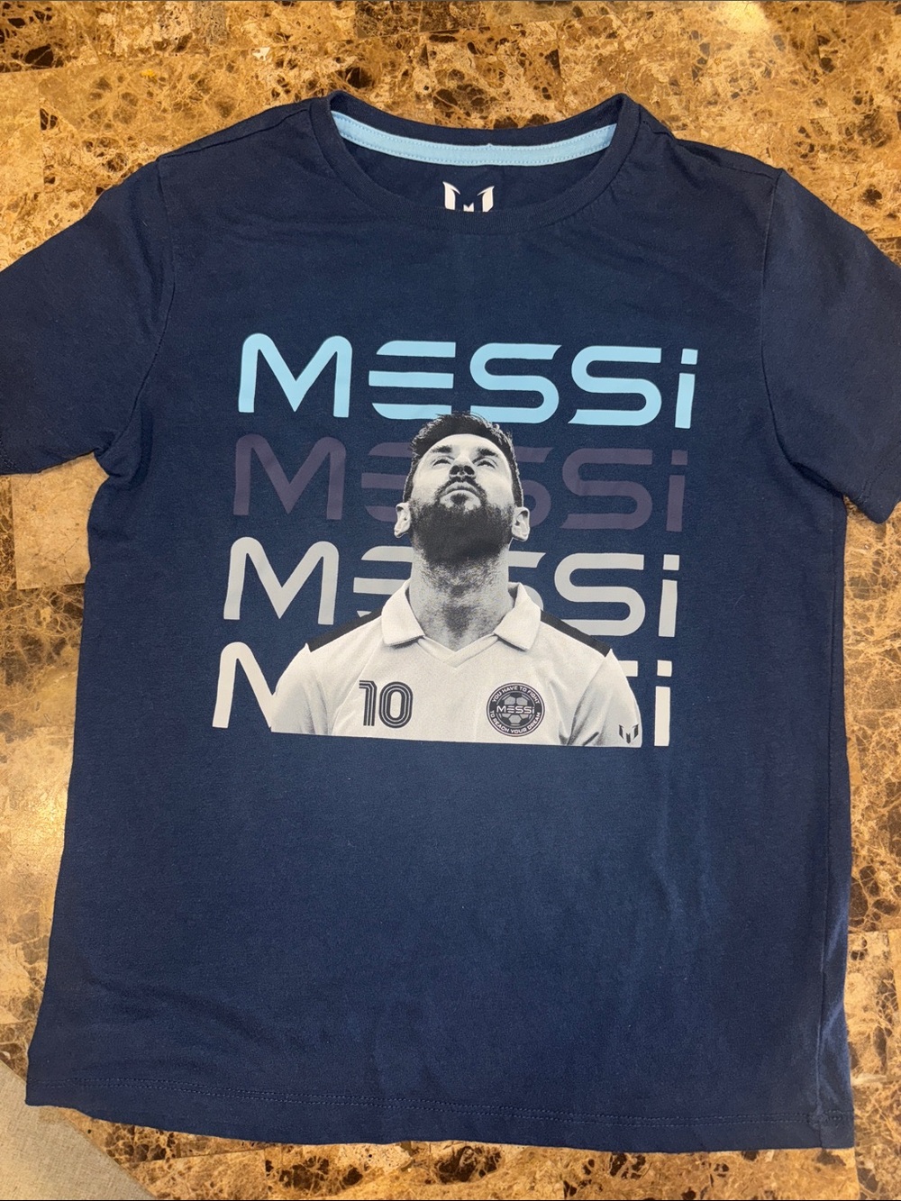 Messi Collection Kids Size Large Navy Short-Sleeve Tee Argentina
